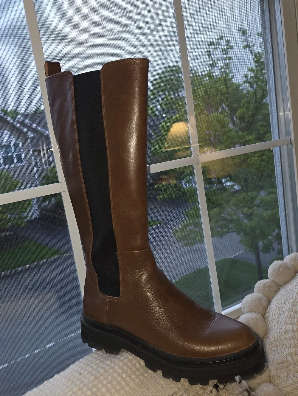 Madewell The Poppy Tall Lugsole Boots in brown leather 7.5 - Picture 1 of 9
